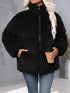Damen-Corduroy-Jacke mit Stehkragen – Lange Ärmel, Taschen und Knopfverschluss lockere Passform